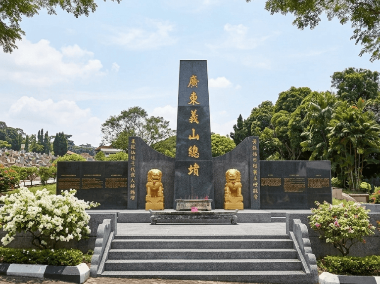 Outdoor memorial monument at Kwong Tong Cemetery grounds