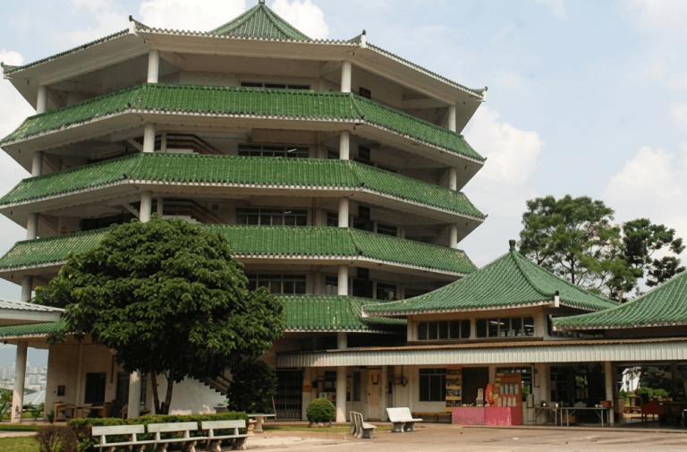 Old Kwong Yee Pagoda, traditional multi-storey columbarium at Kwong Tong Cemetery